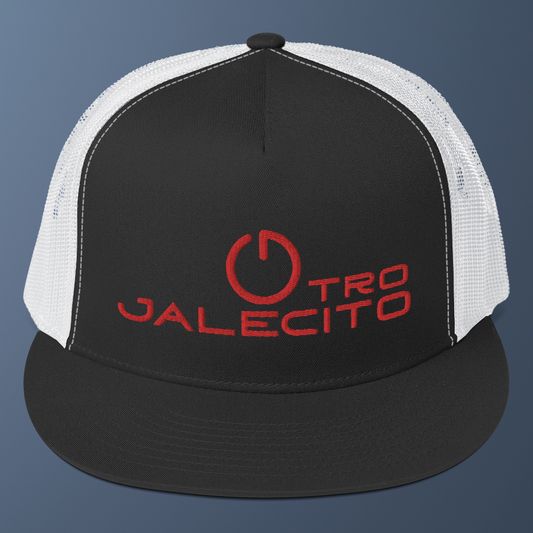 "Otro Jalecito" Logo Mesh Hat in Black & Red Trucker Cap